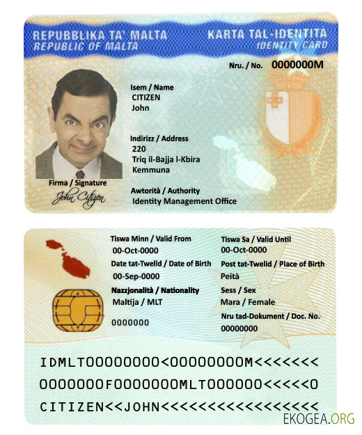 Carte d'identité de Malte